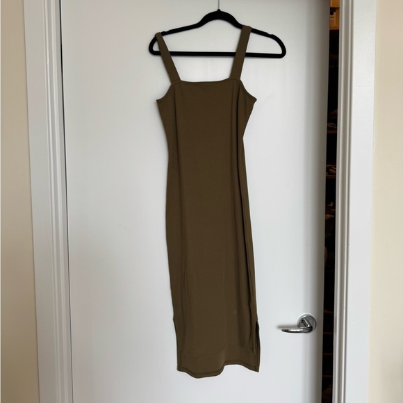 The Drop Green Sheath Midi Dress with Square Neck - Picture 2 of 5